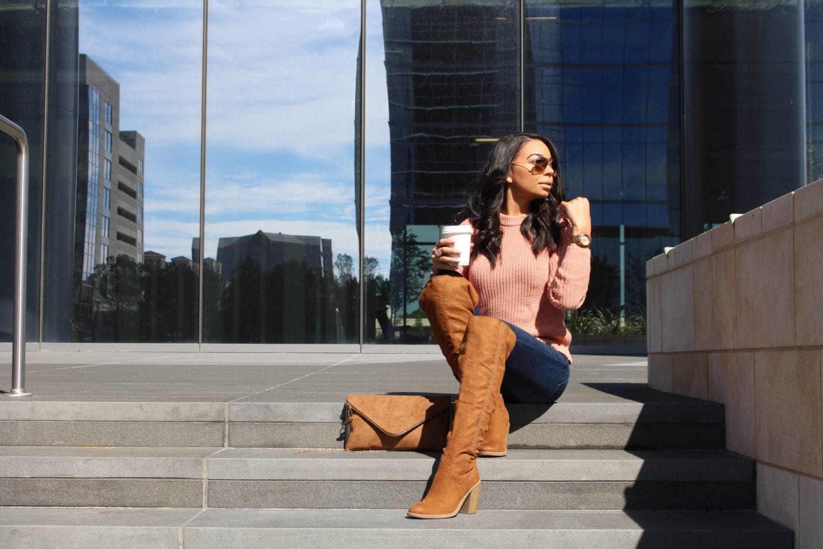 Chunky Knit H&M Sweater, Dolce Vita Over The Knee Boots | The B Werd