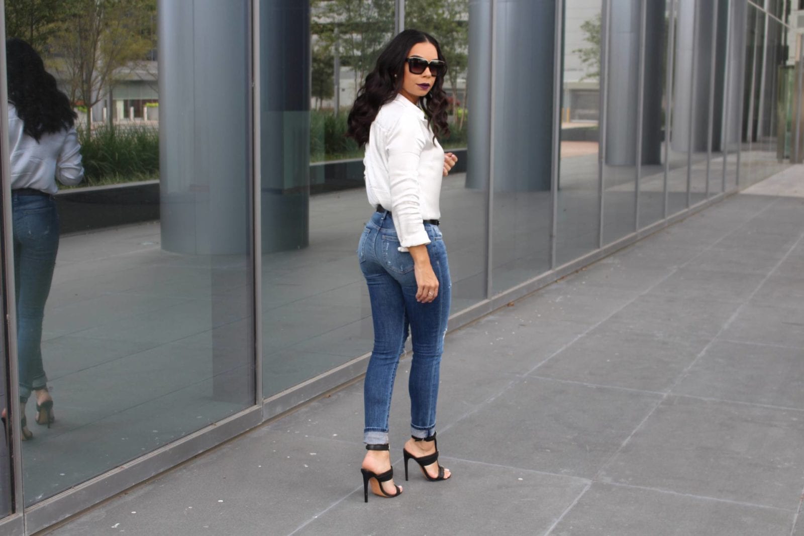 Silk Blouse, Joe's Jeans and L.A.M.B. Mules | The B Werd Style Guide